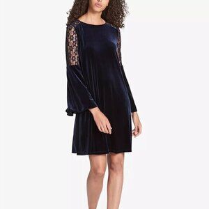 Tommy Hilfiger Womens‎ Navy Velvet Crochet Lace Shift Dress Size 4 "NWT"